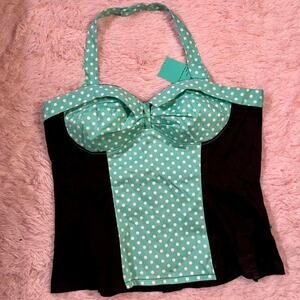 Retro Inspired Polka Dot Pinup Rockabilly Baby Doll Corset Bustier Halter Top
